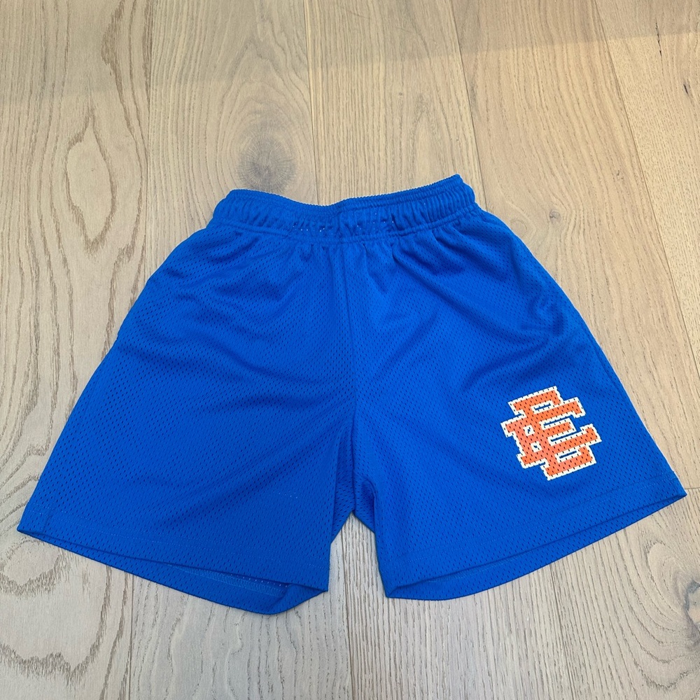 Eric Emanuel Blue Shorts with Orange Logo